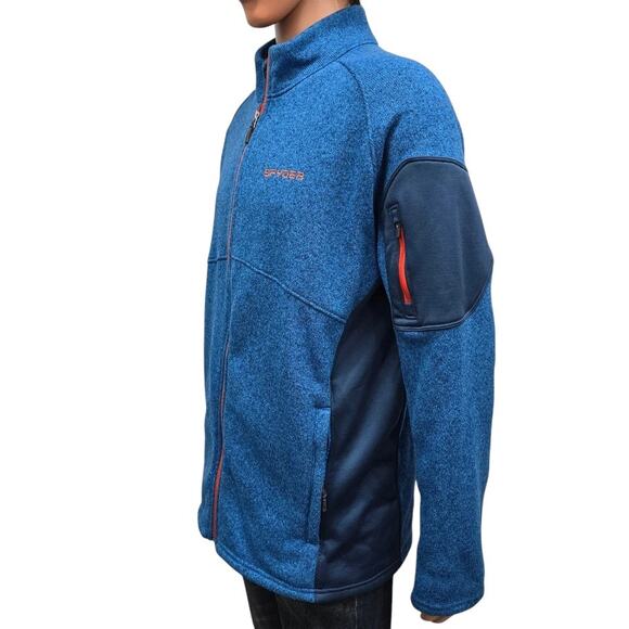 Spyder Empire Fleece Full Zip Jacket with Zippered Pockets Men L Blue - Picture 10 of 14